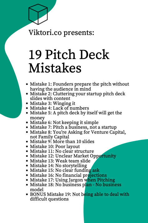 19 pitch deck mistakes by viktori