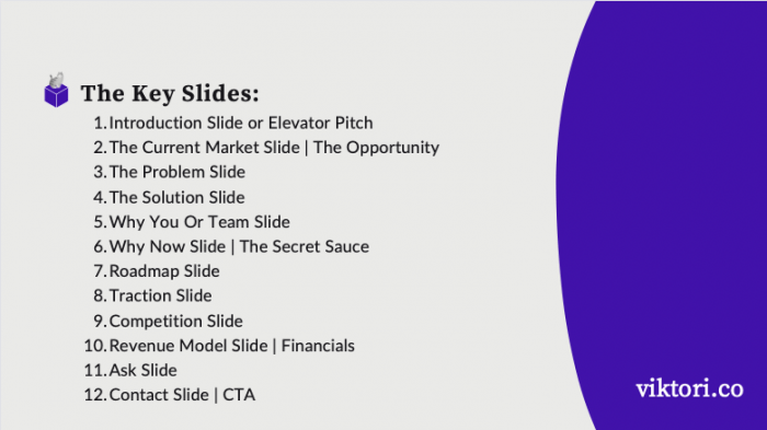 key slides in a pitch deck
