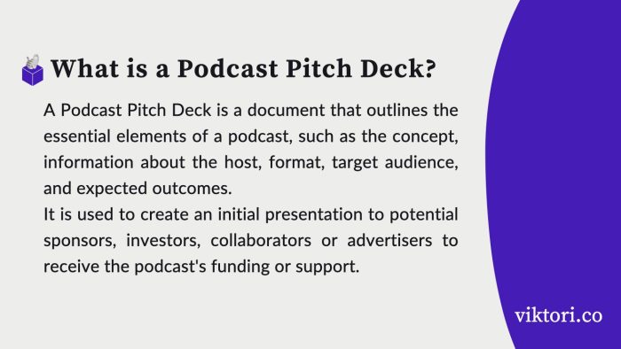 podcast pitch deck definition