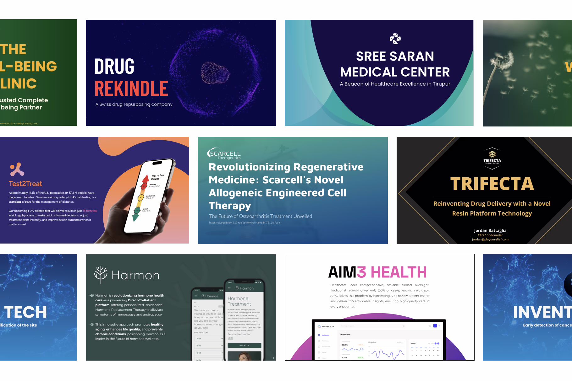 SELECTION of pitch deck artifact done for various medical companies