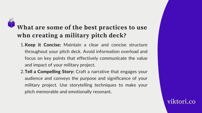 military pitch deck best practices