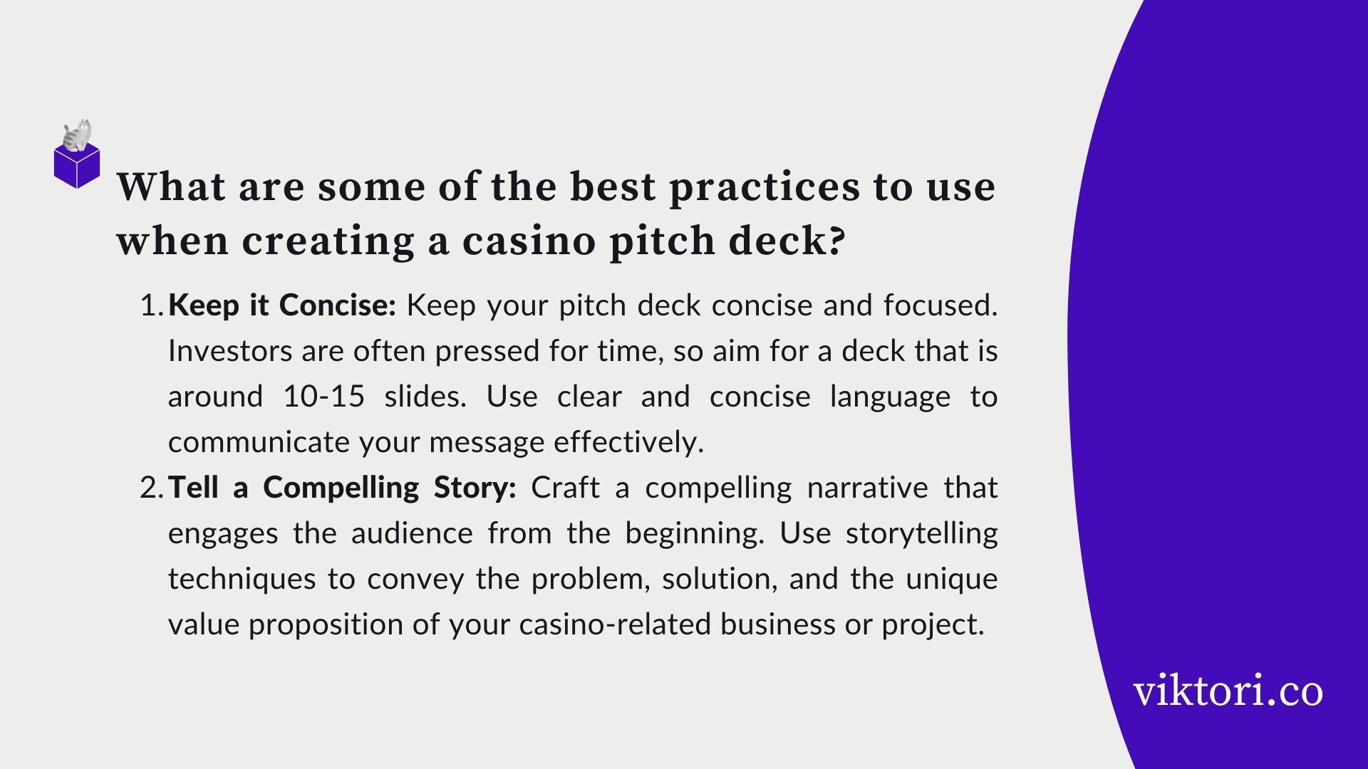 casino pitch deck tips and practices