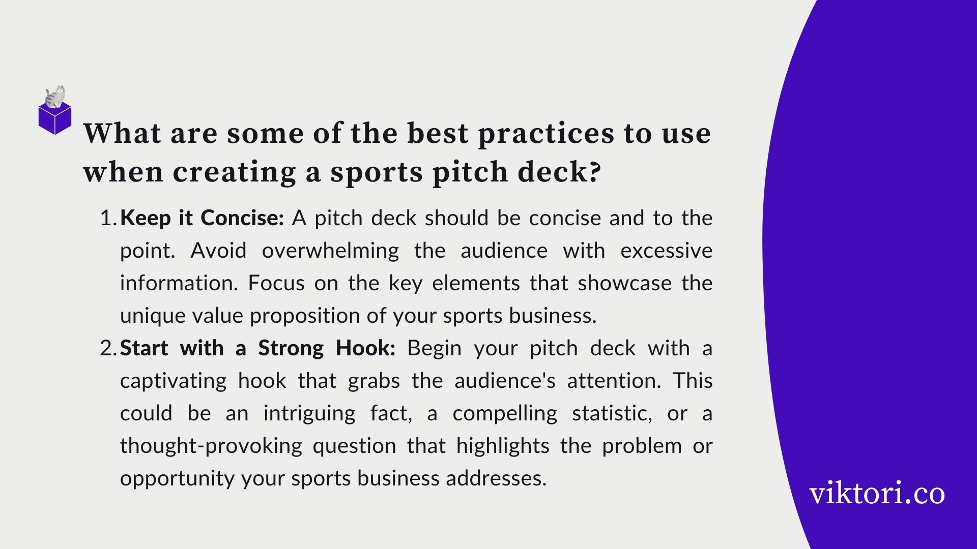 best practices when creating a sports pitch deck