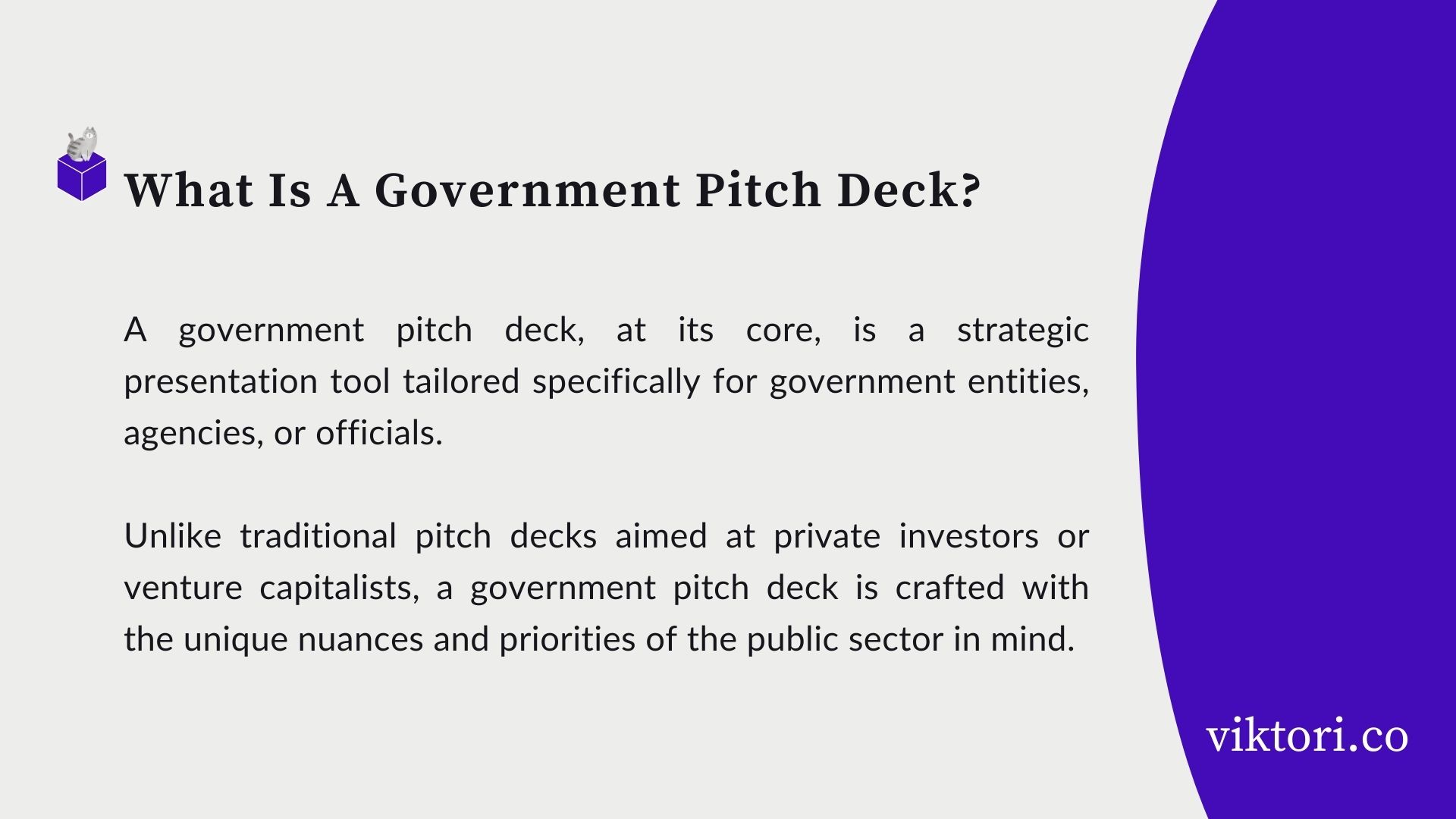 government pitch deck definition
