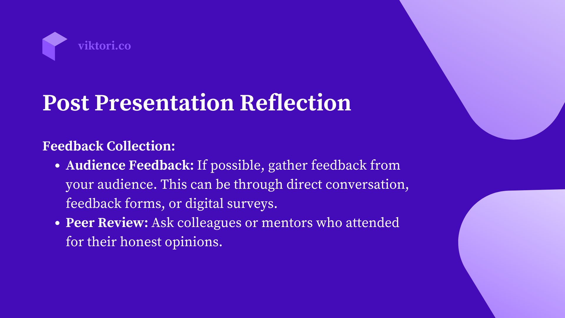 post presentation reflection methods