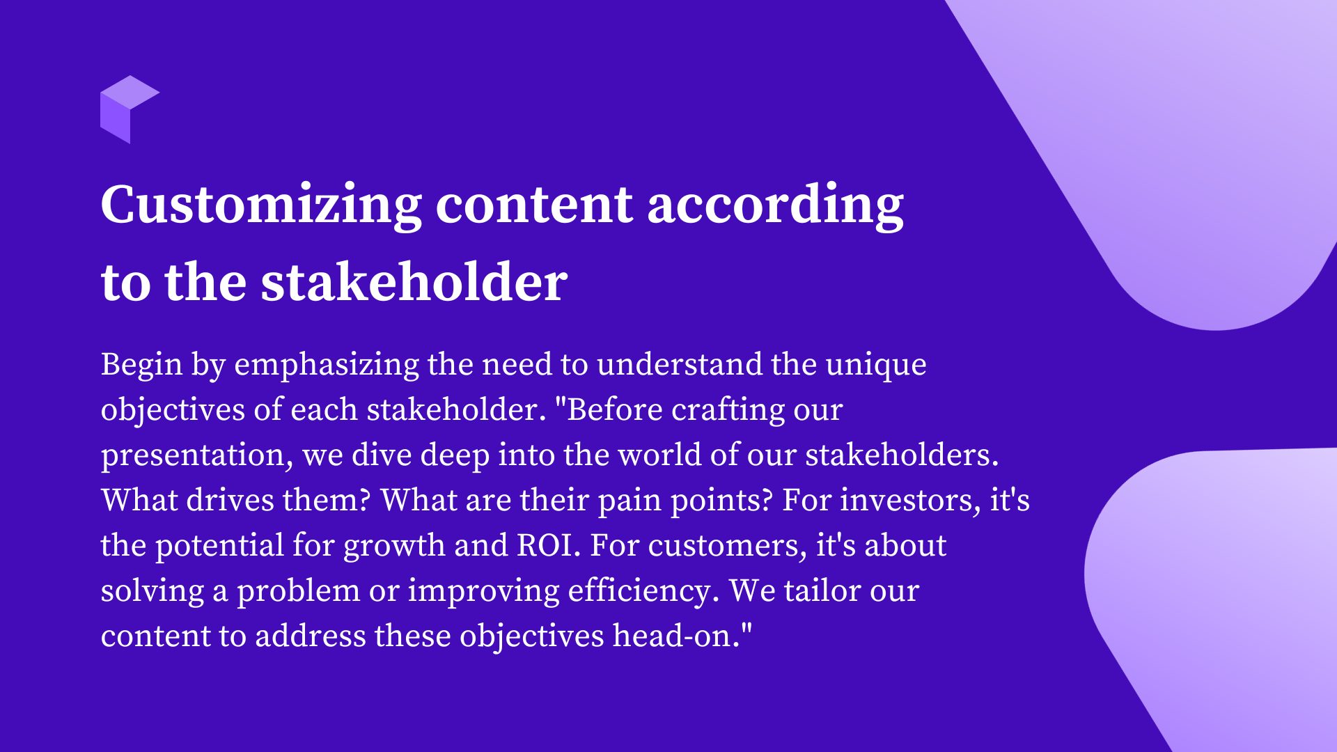 Understanding Stakeholder Objectives when developing a saas presentation