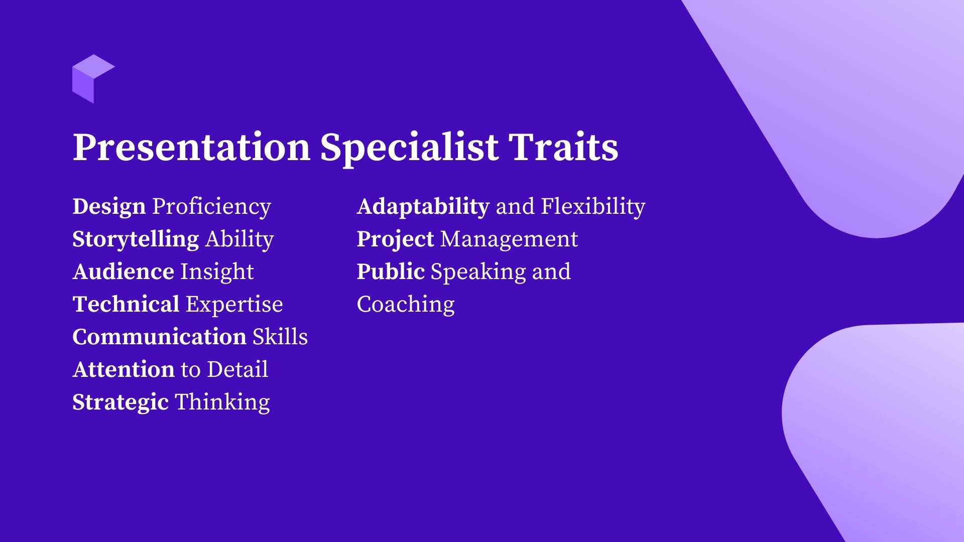 presentation specialist traits
