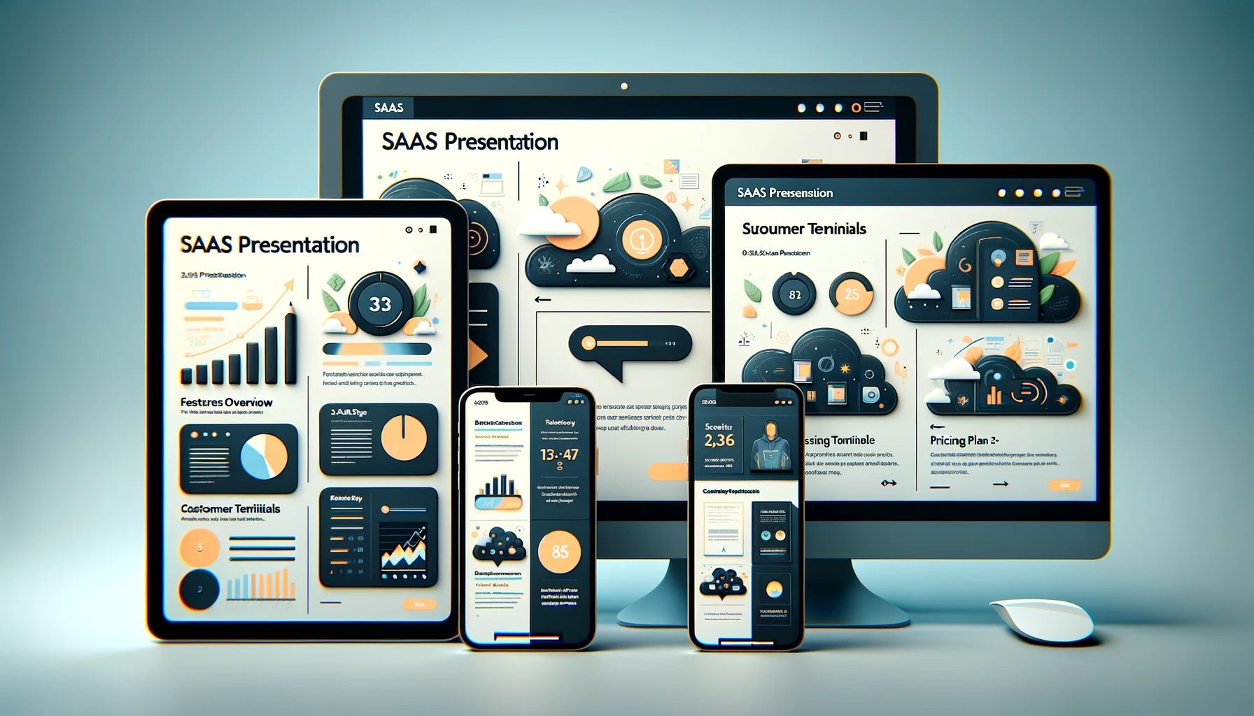 sleek saas designed slides on different screens