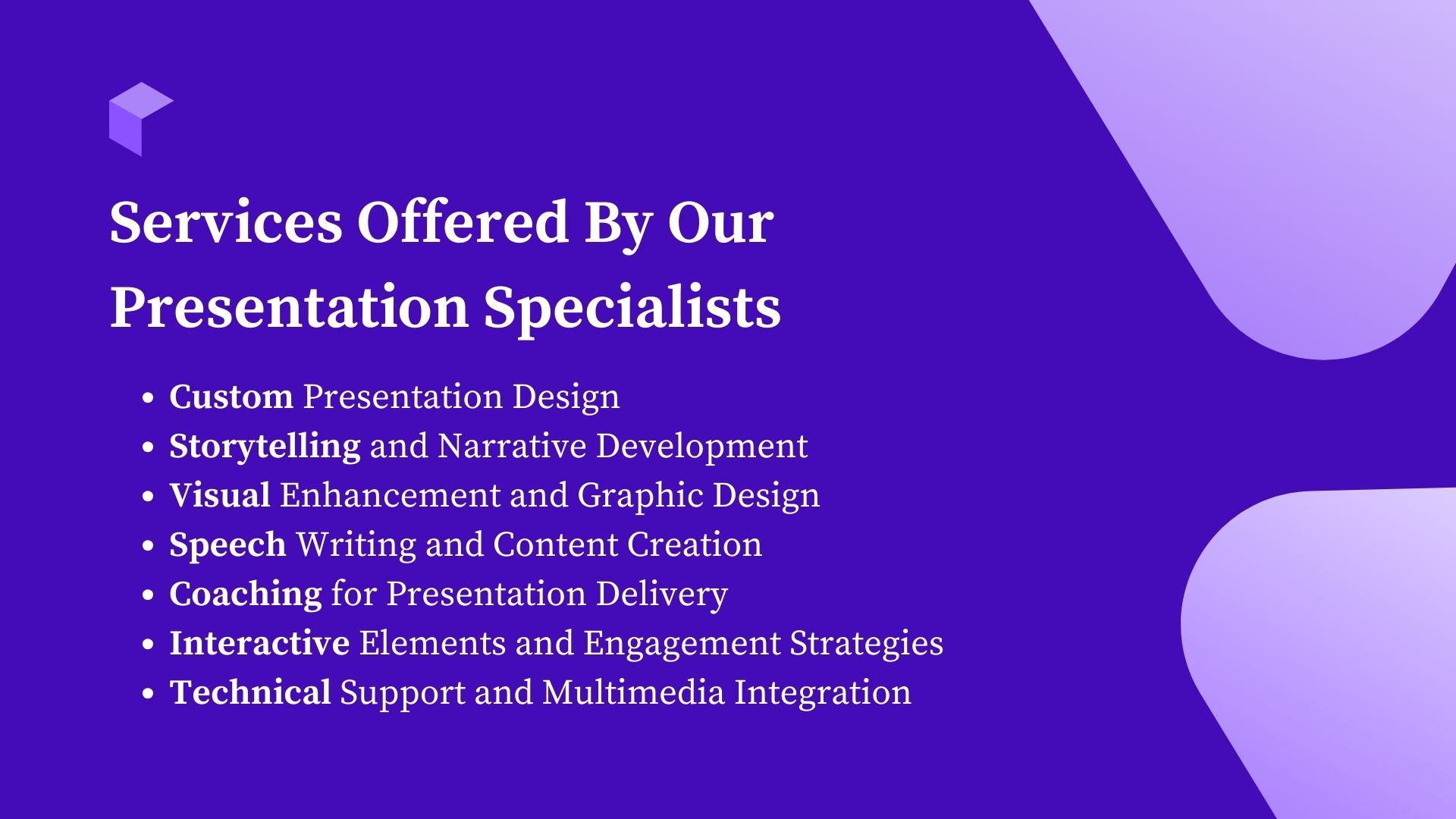 services offered by presentation specialists