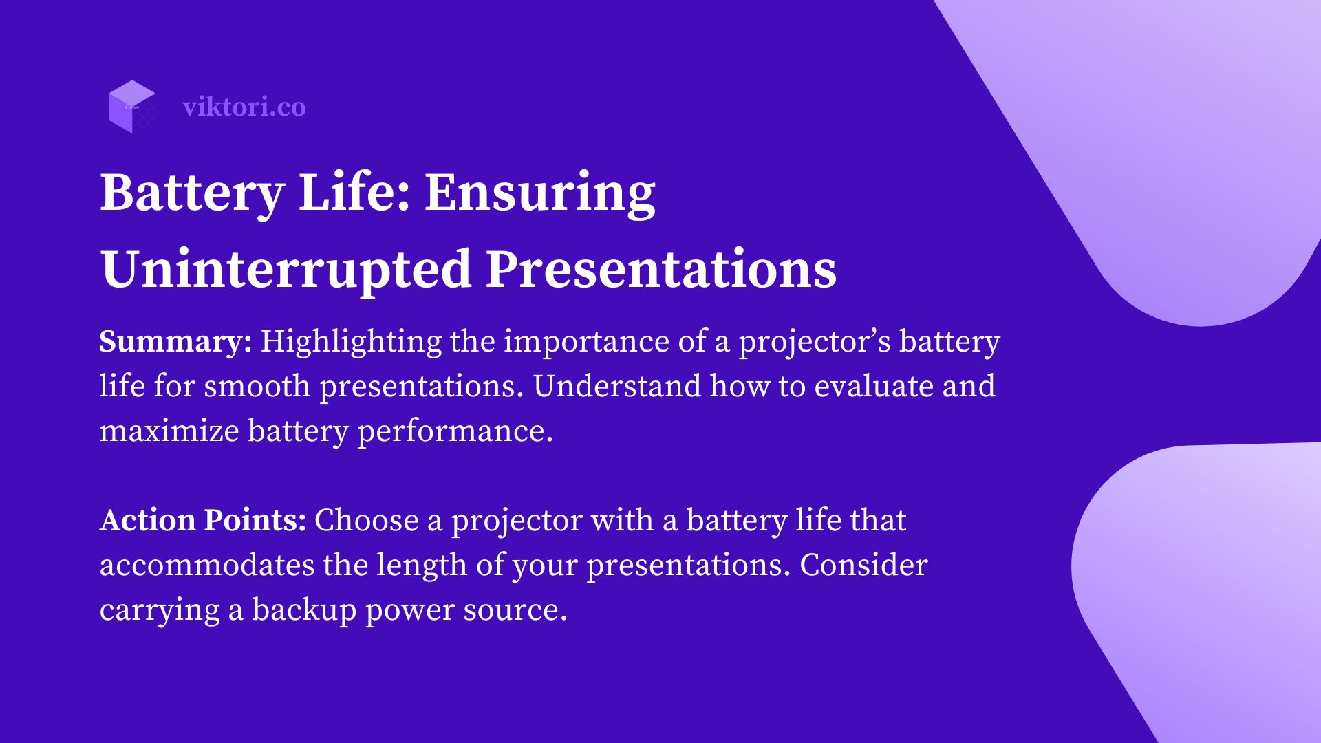 battery life section about portable projectors
