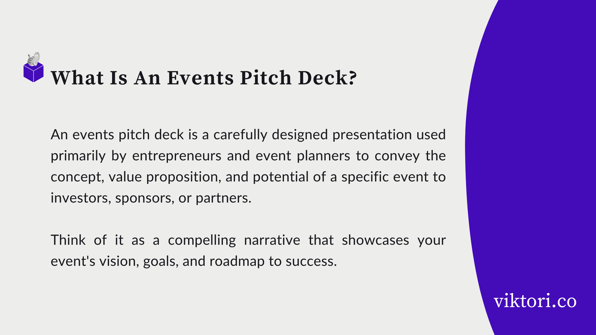 What is an event pitch deck?