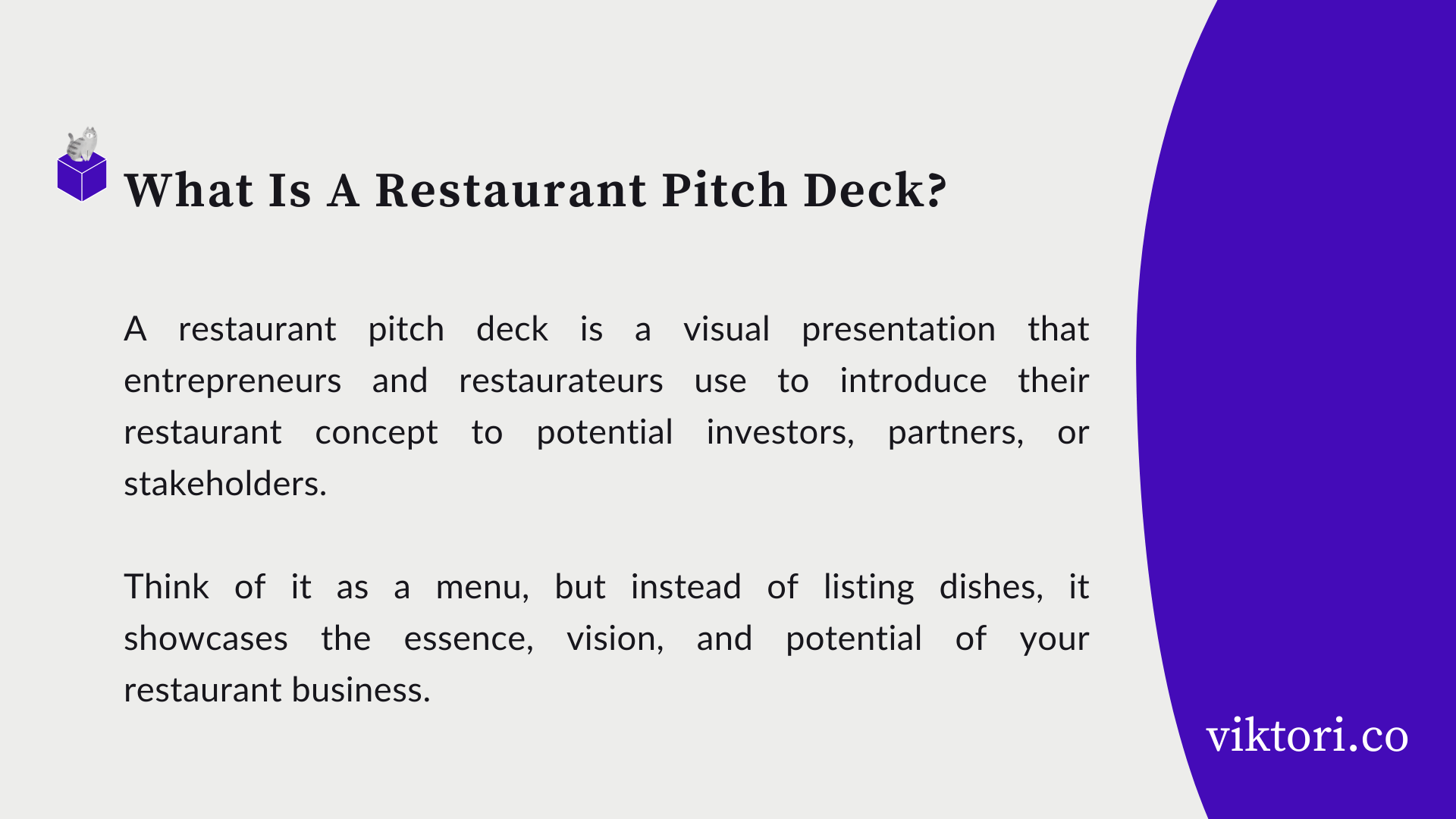 restaurant pitch deck definition