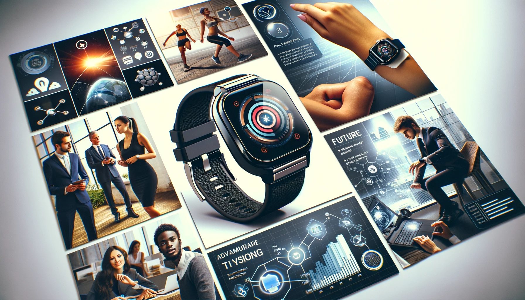 collage od slides and visuals for a wearable pitch deck