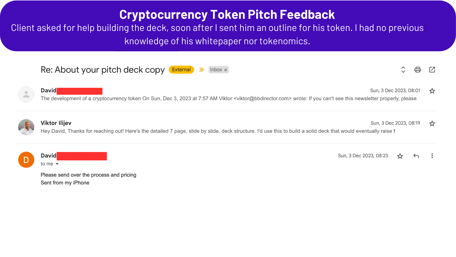 cryptocurrency pitch deck outline feedback