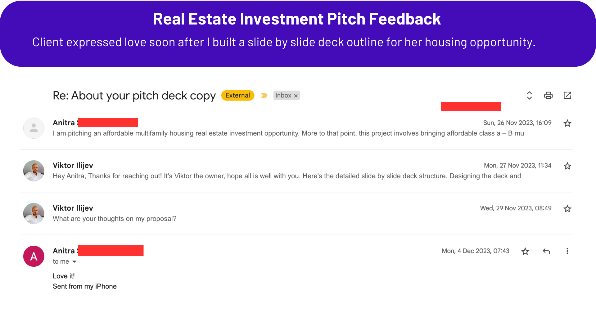 real estate pitch deck outline feedback