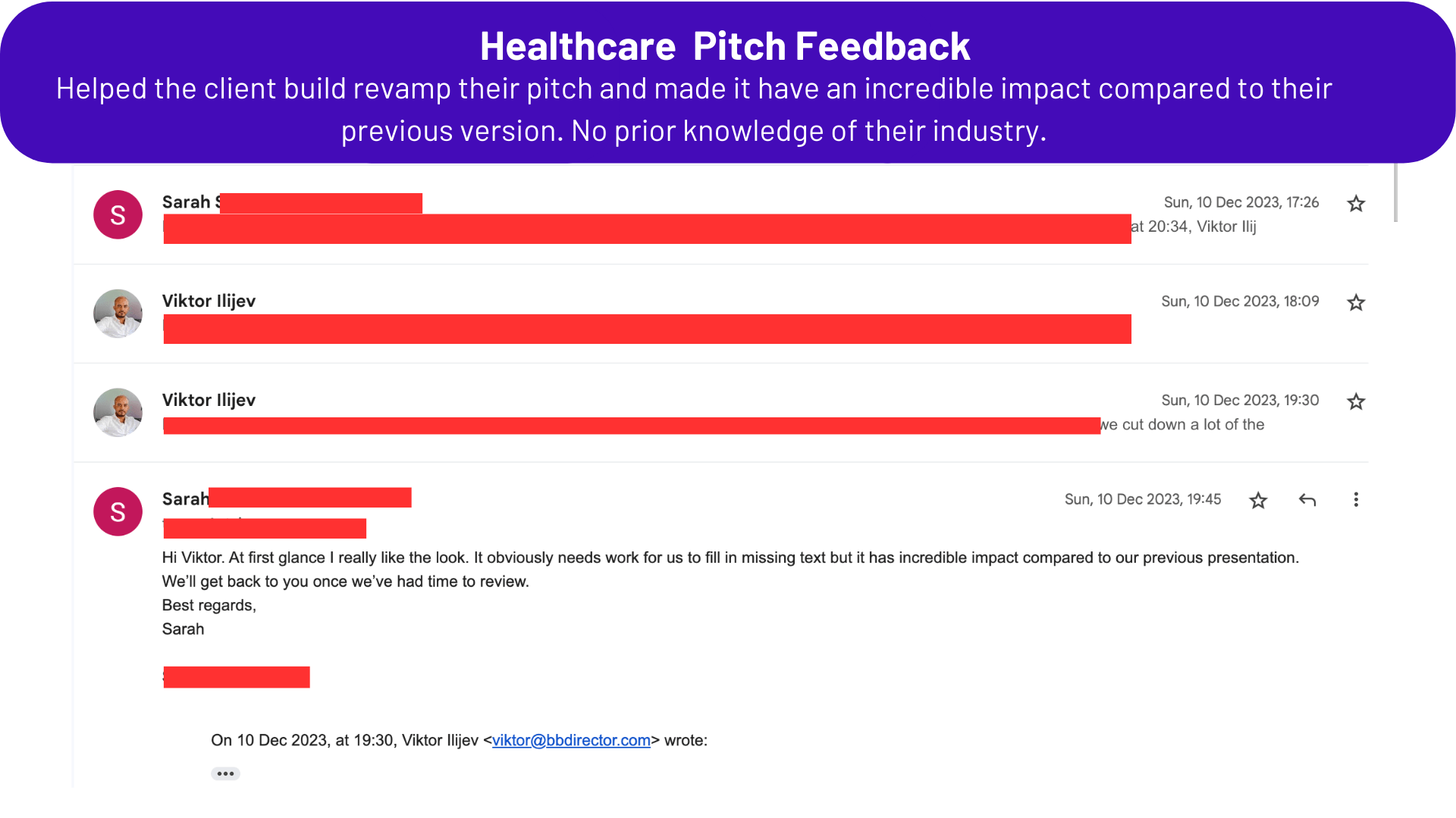 healthcare pitch deck outline feedback