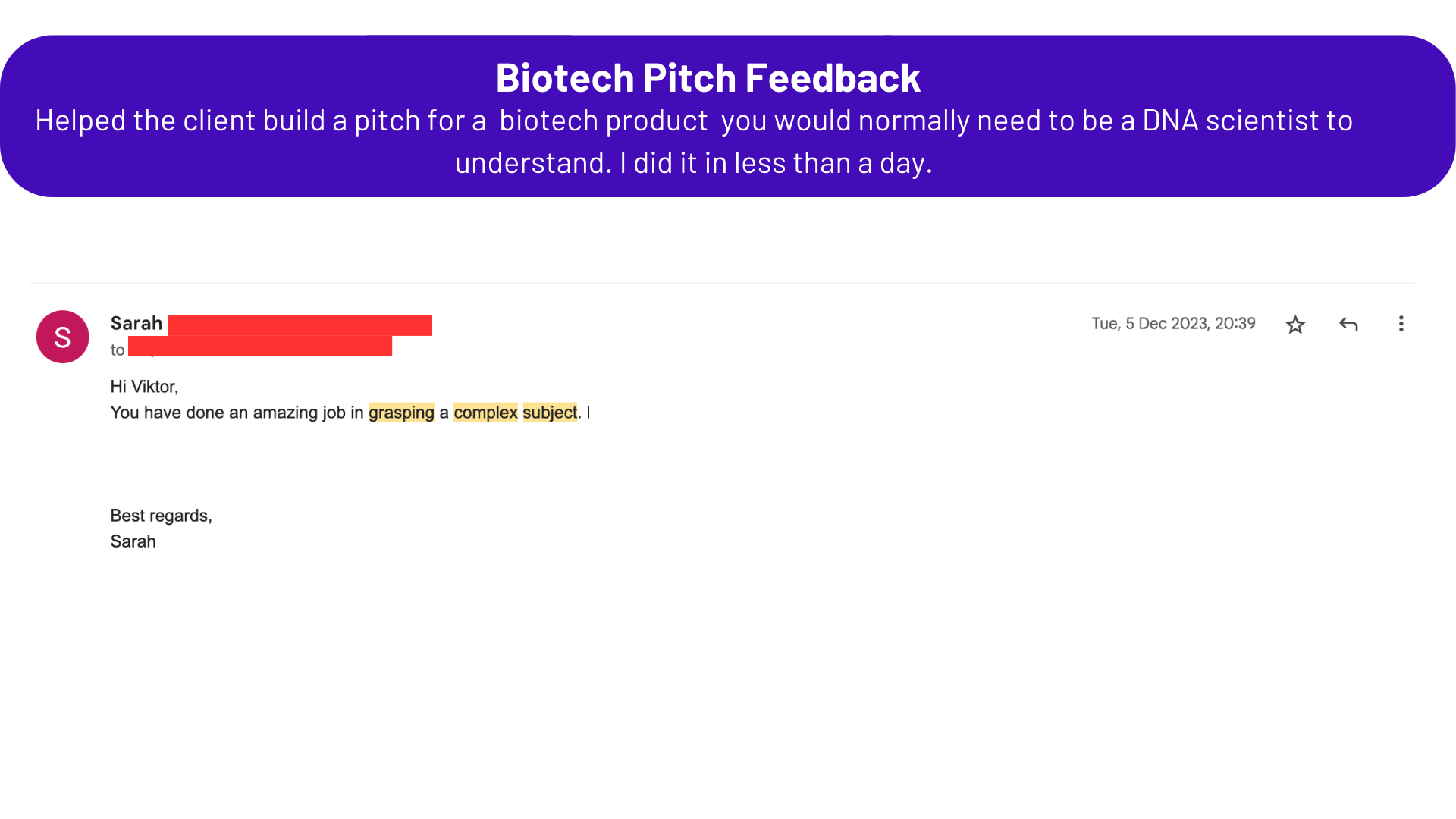 biotech pitch deck outline feedback