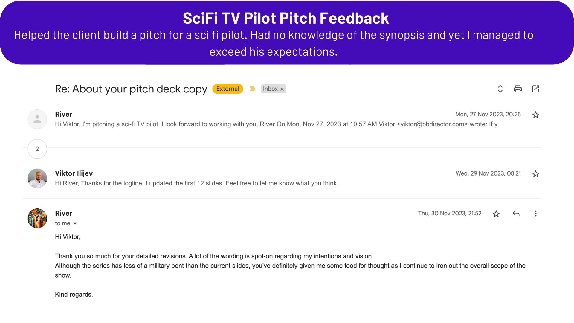 scifi pitch deck outline feedback
