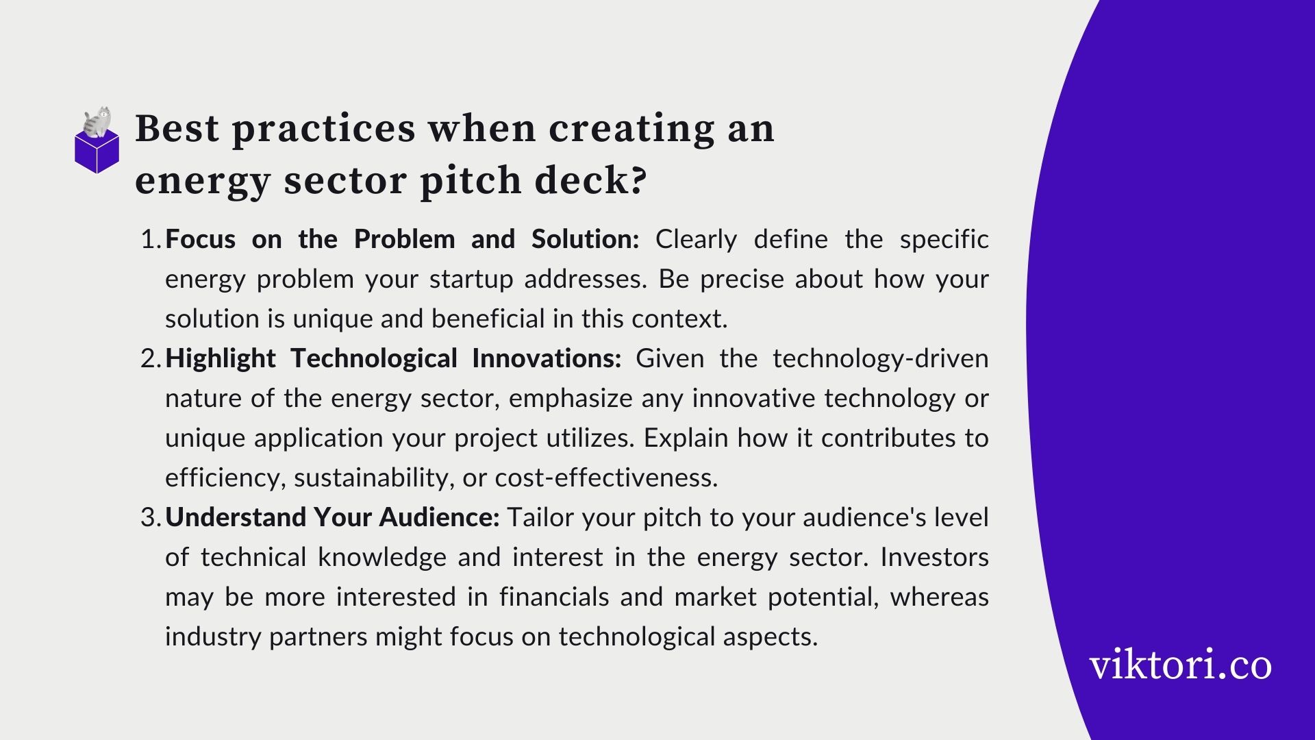 best practices when creating an energy  sector pitch deck