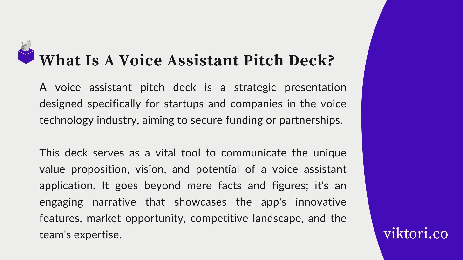 voice assistant pitch deck definition