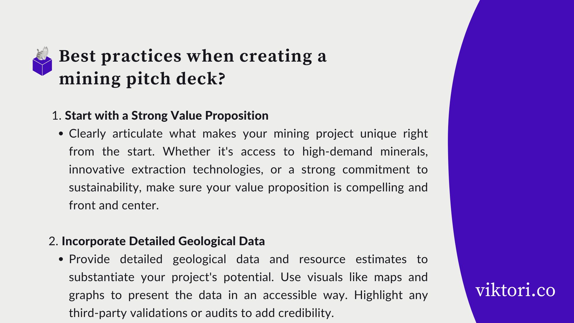 best practices when creating a mining pitch deck 
