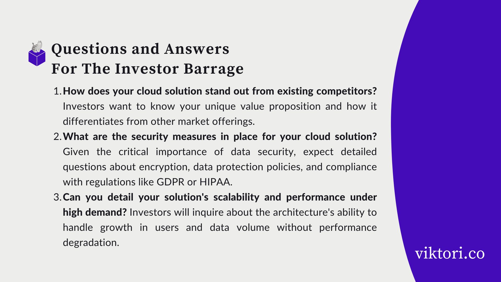 cloud solutions pitch deck: questions and answers