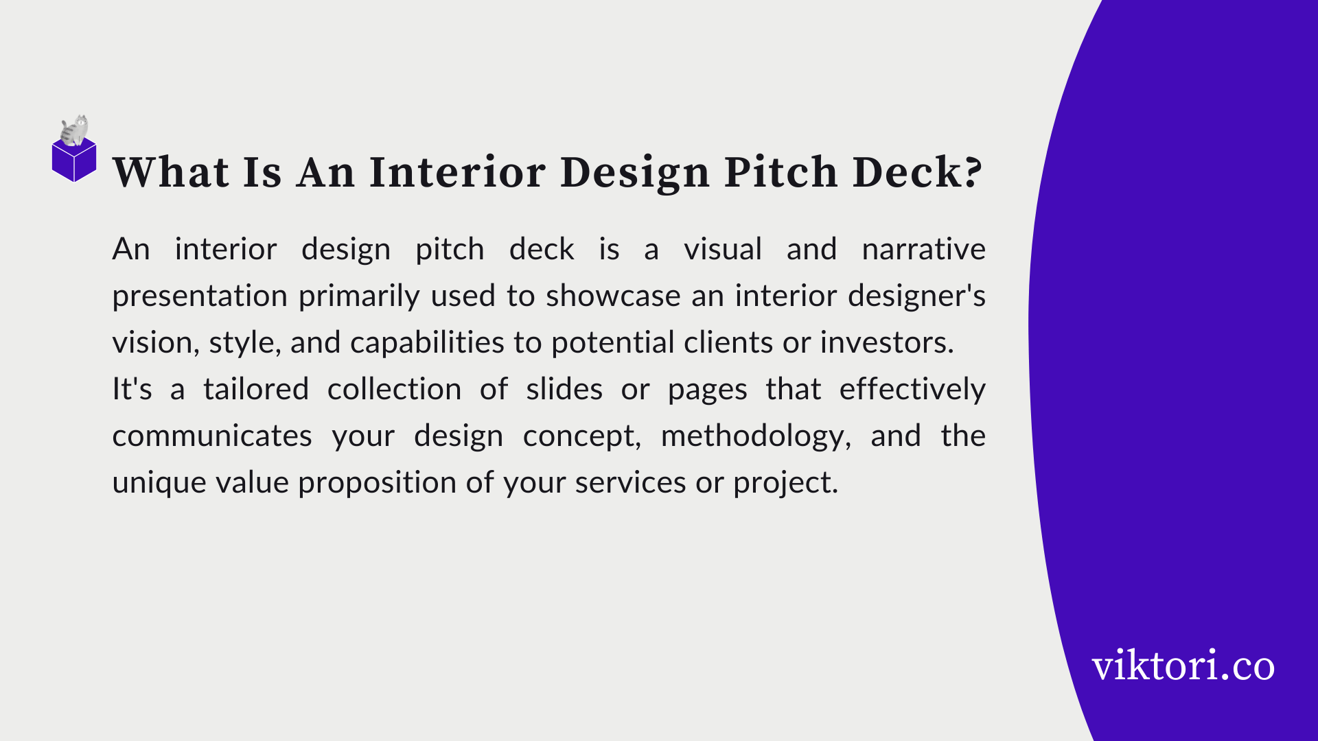 interior design pitch deck definition