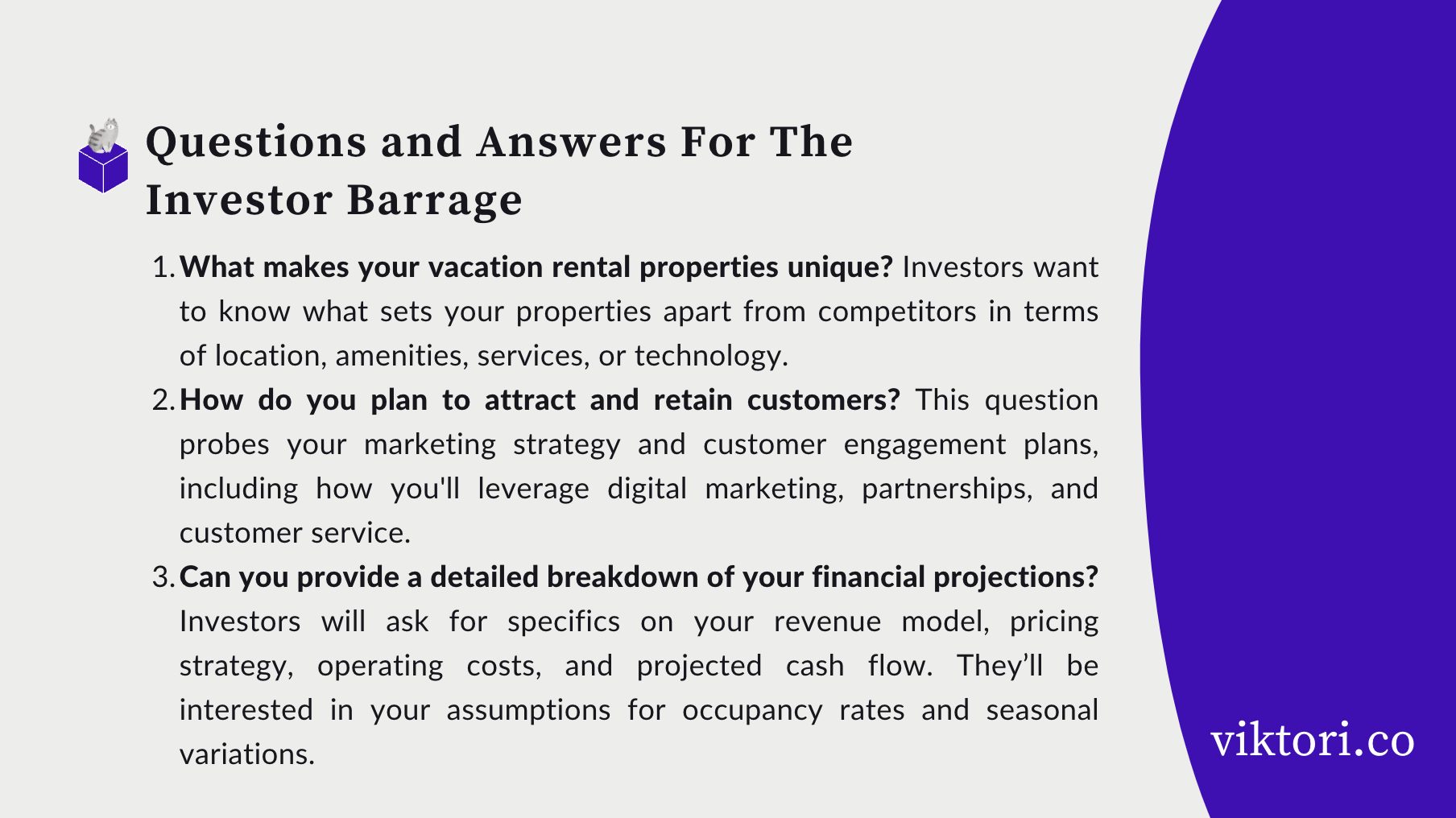 Questions That Investors Ask Vacation Rental Pitch Deck Owners: Vacation rental pitch deck guide