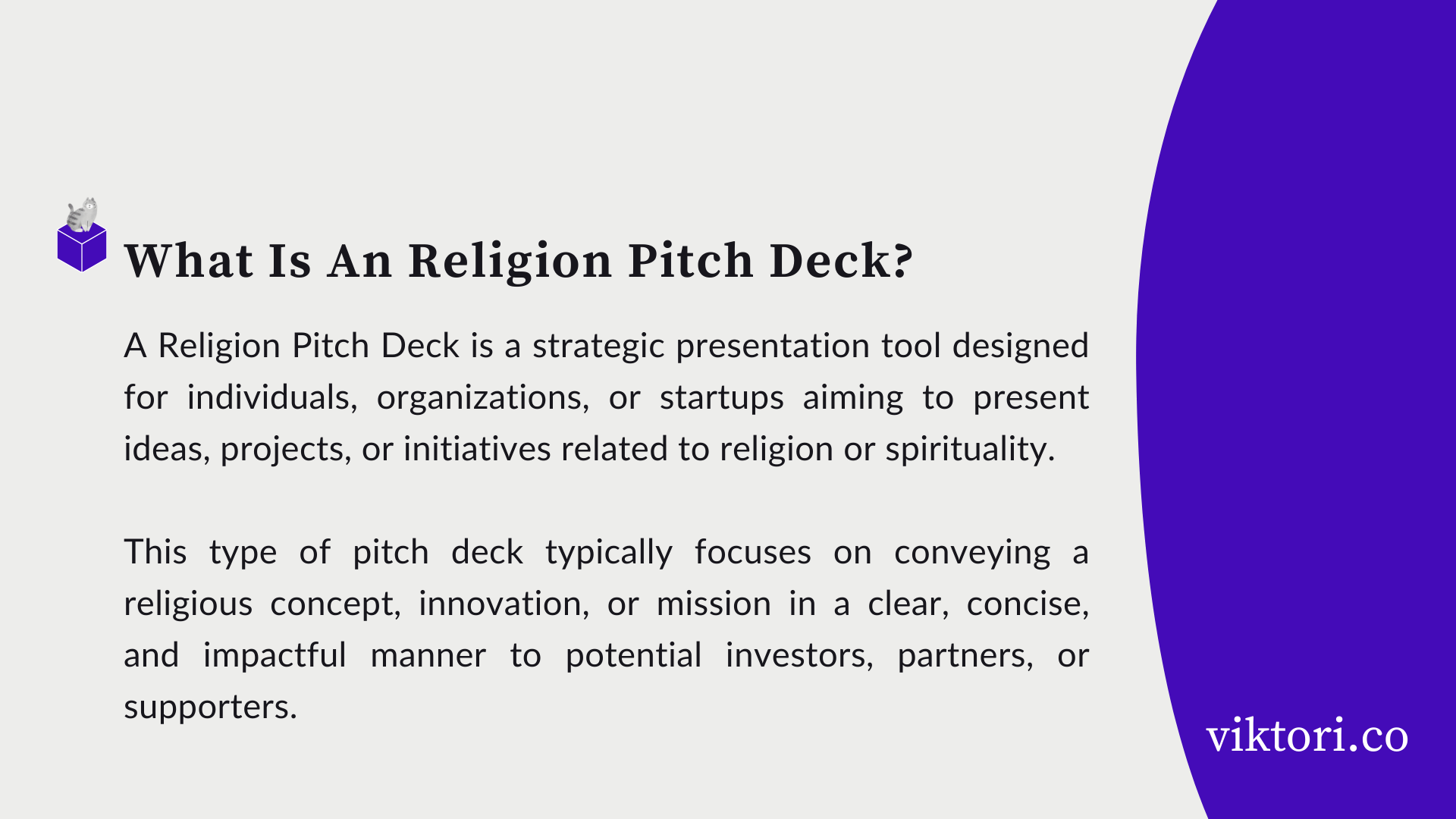 religion pitch deck definition