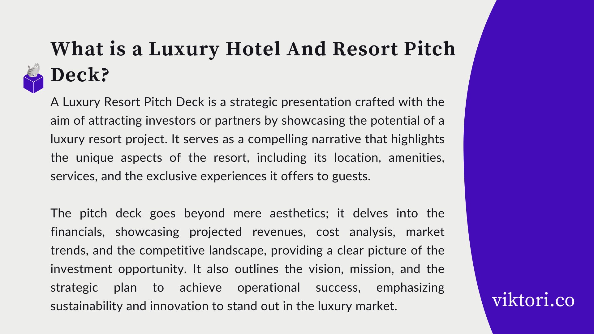 Luxury hotel resort pitch deck definition
