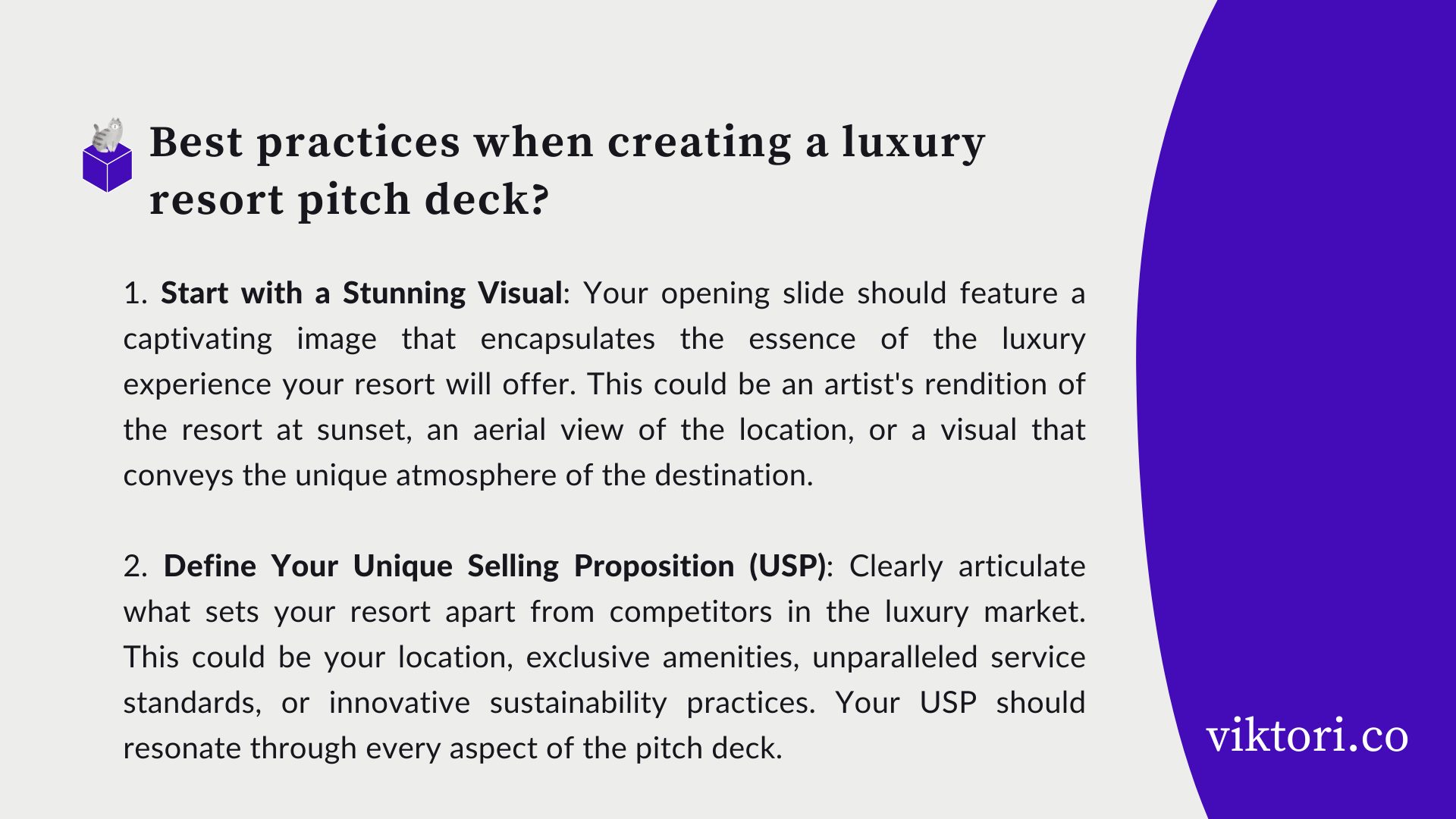 Luxury hotel resort pitch deck: best practices