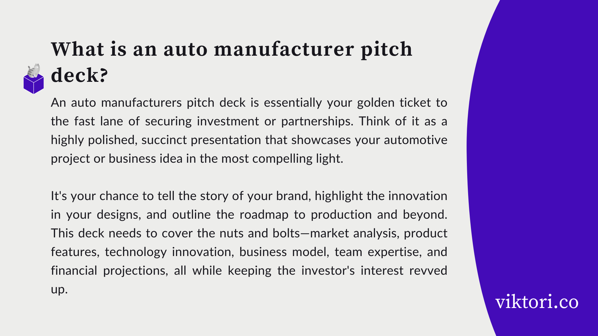 Auto Manufacturers Pitch Deck Definition