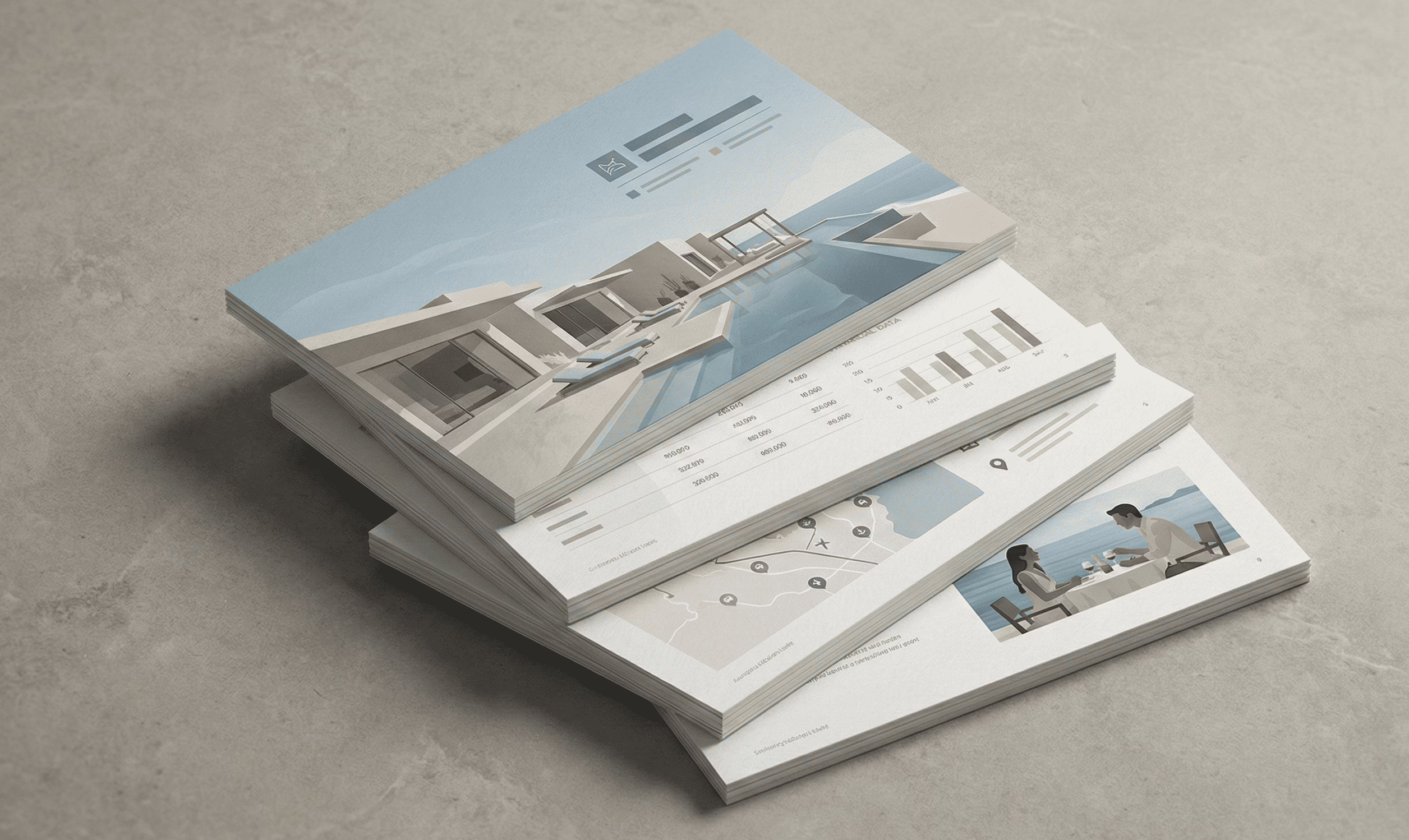 card type of slides showing a luxury resort