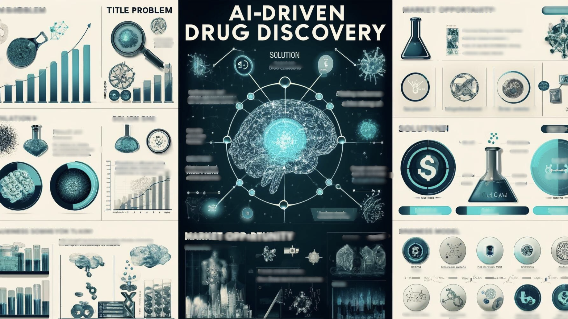 A mock up of the actual deck for the AI-Driven Drug Discovery pitch deck