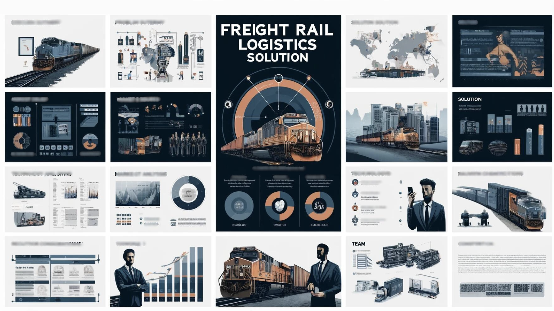 pitch deck slides examples for a rail transport startup