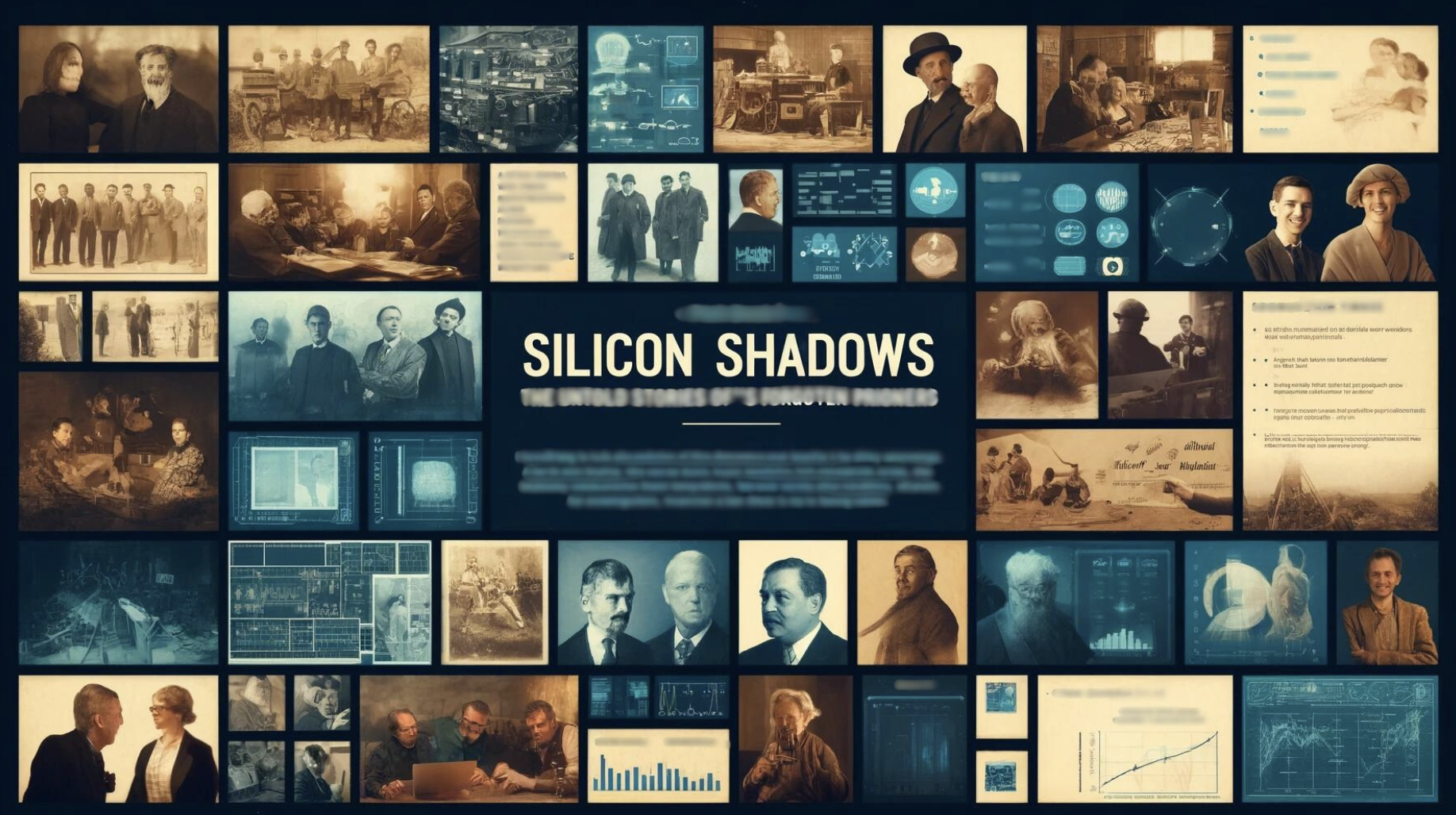 Silicon Shadows documentary pitch deck slides mockup