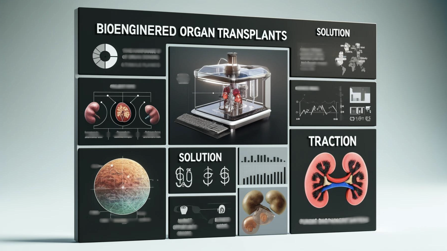 A mock up of the actual deck for the Bioengineered Organ Transplants pitch deck