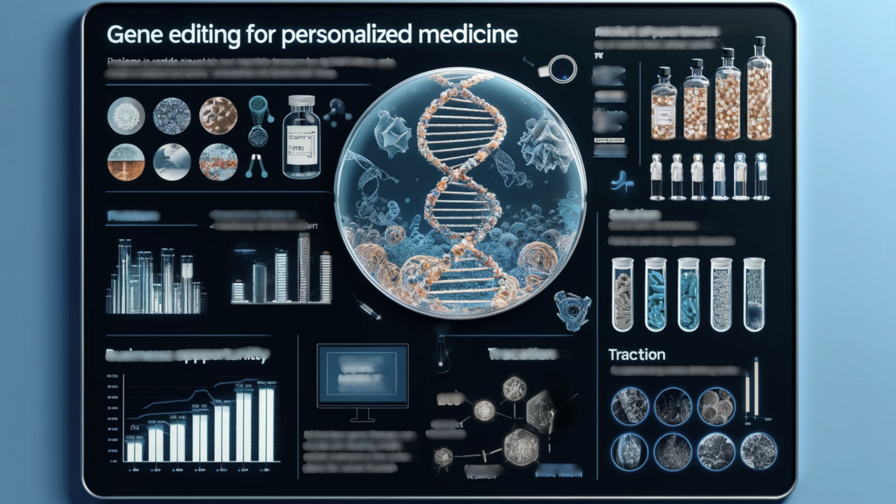 A mock up of the actual deck for the Gene Editing for Personalized Medicine pitch deck