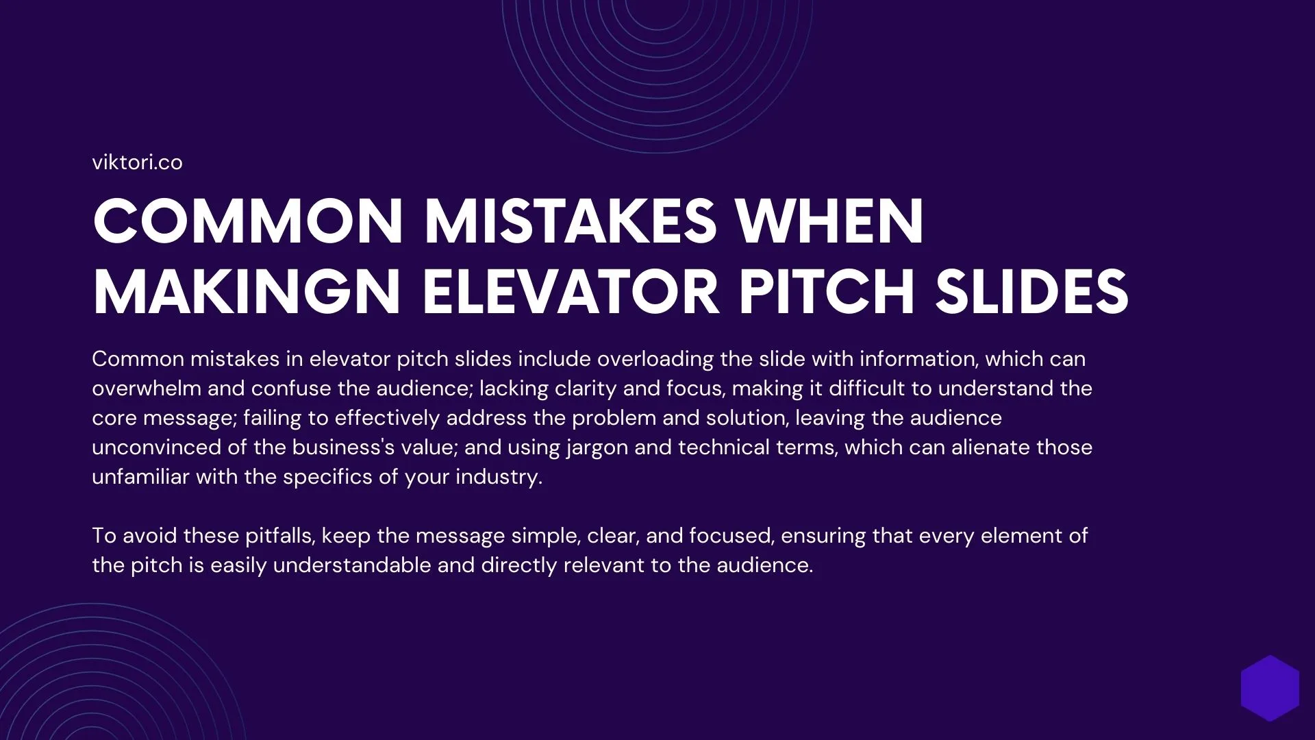 Common Mistakes in Elevator Pitch Slides