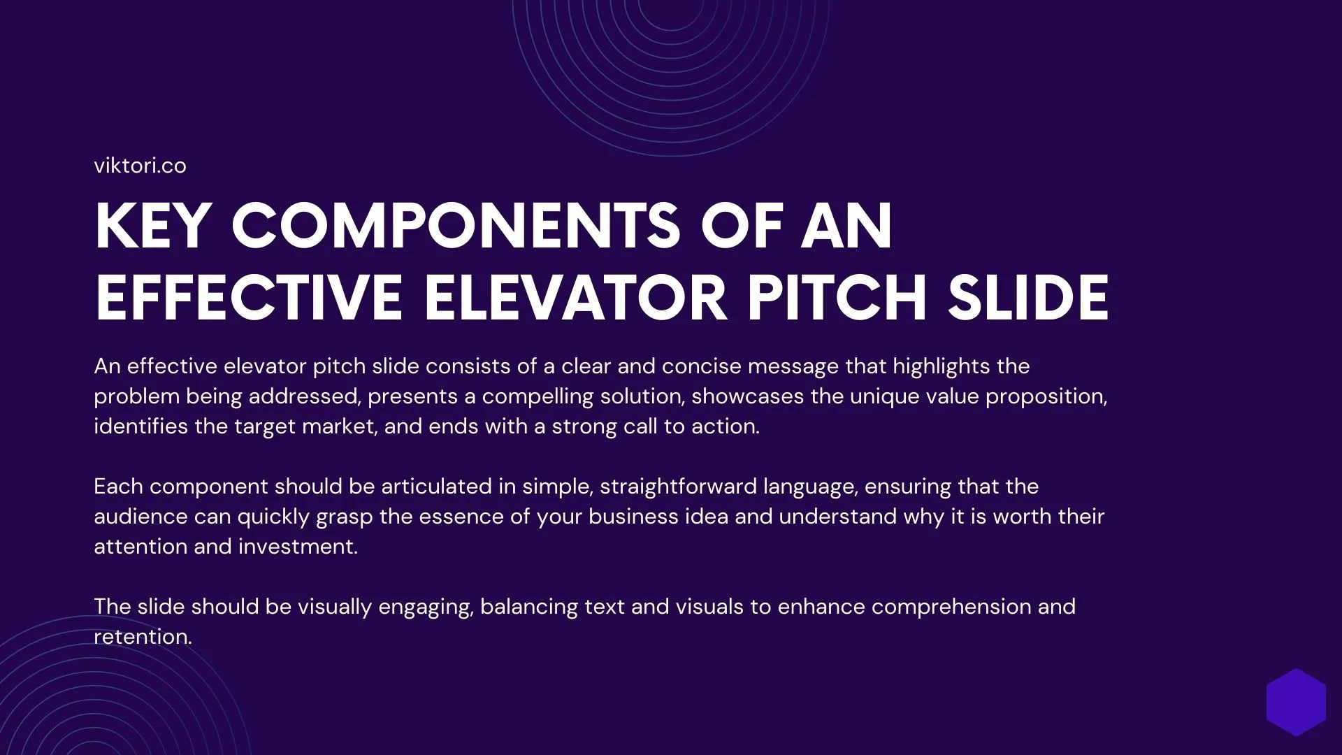 Key Components of an Effective Elevator Pitch Slide