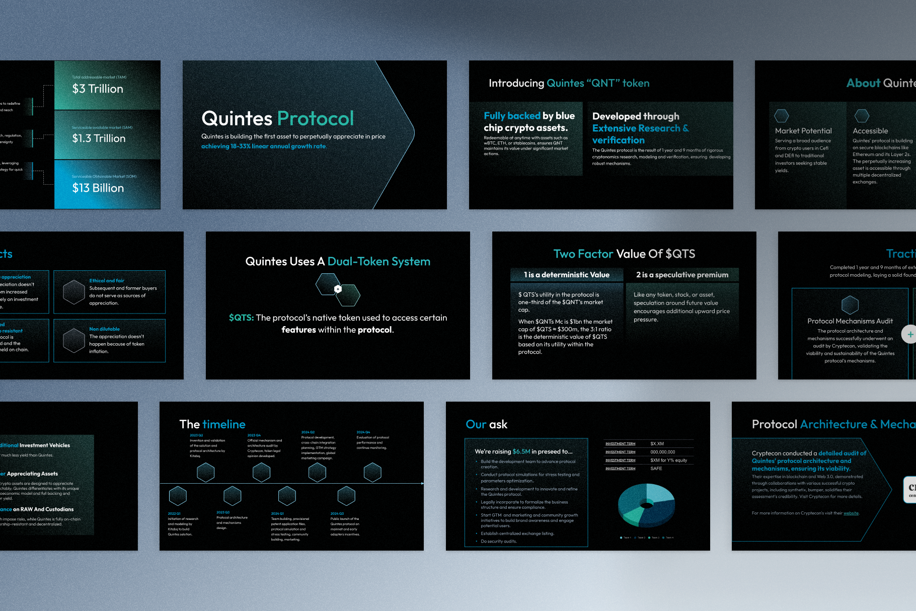 cryptocurrency pitch deck case study for quintes
