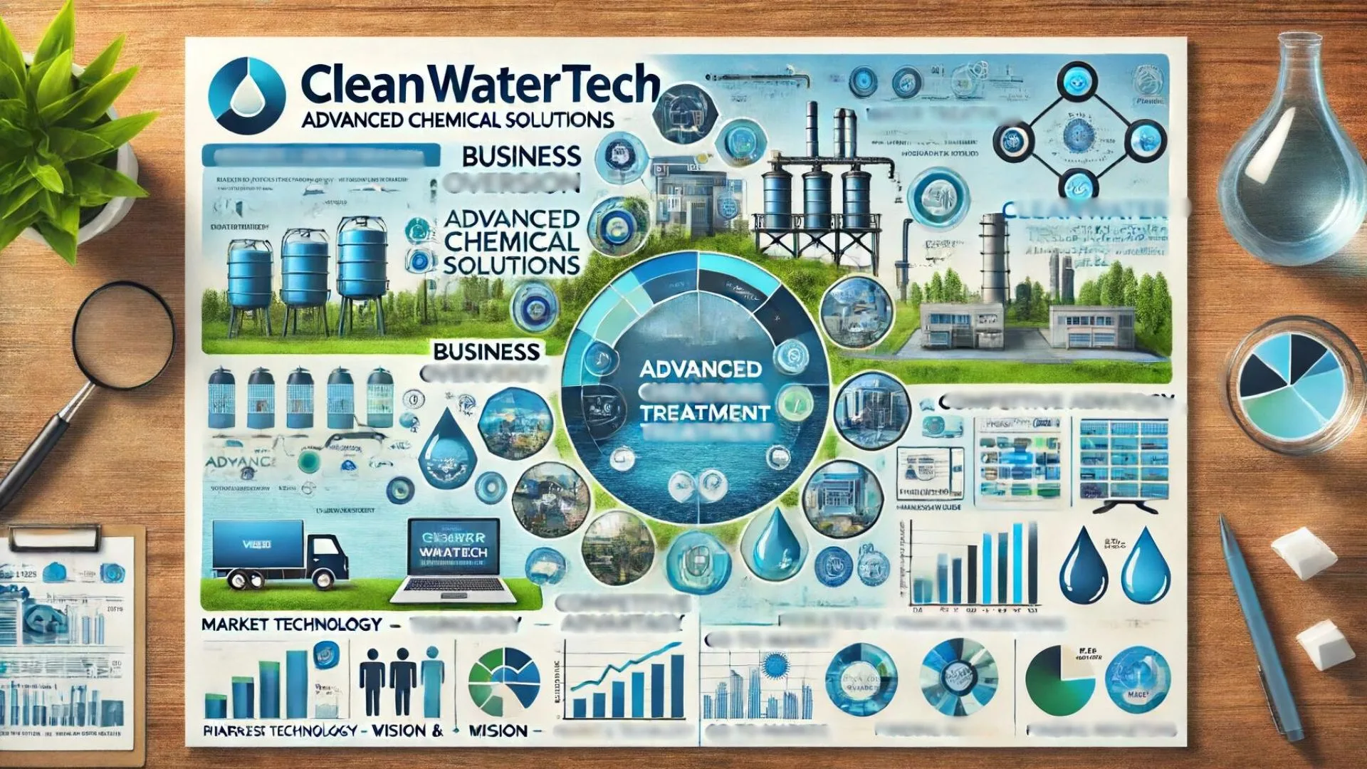 clean water tech pitch deck example mockup