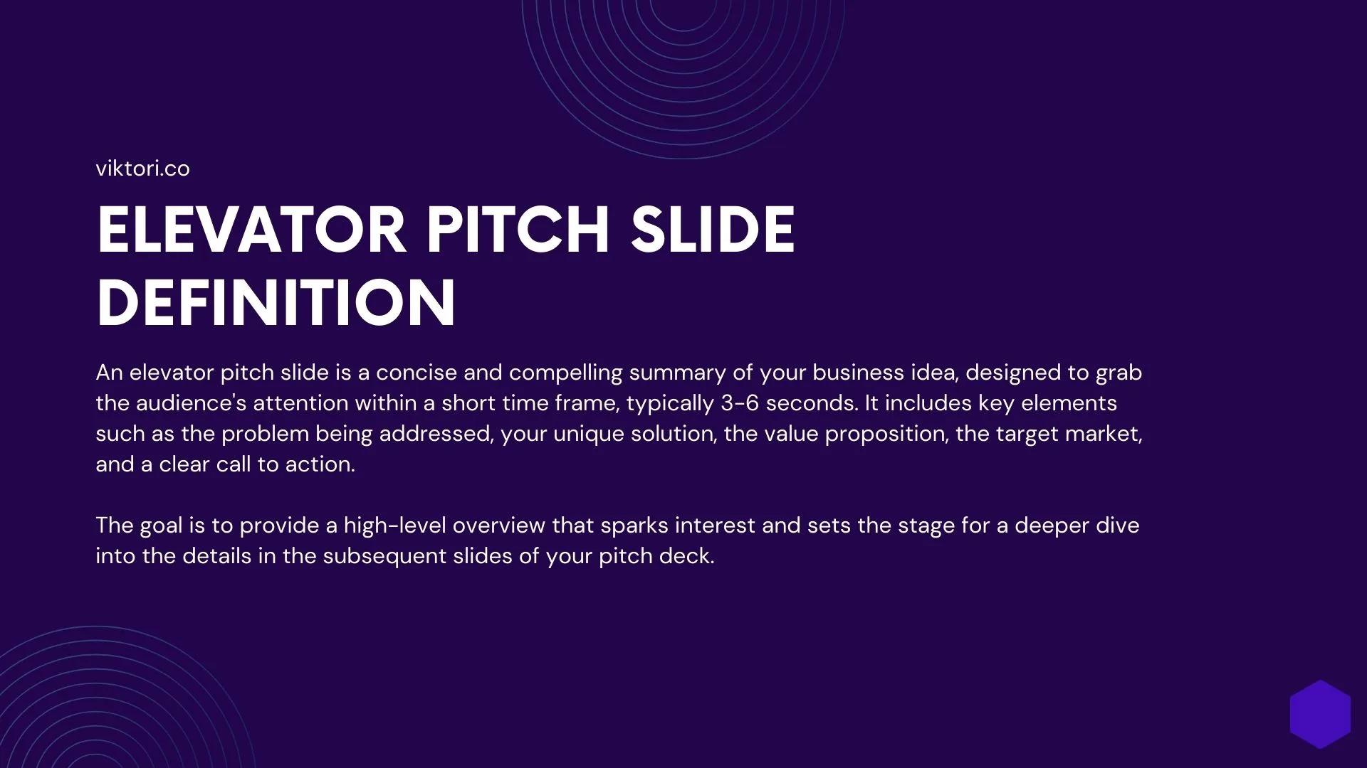 elevator pitch slide definition