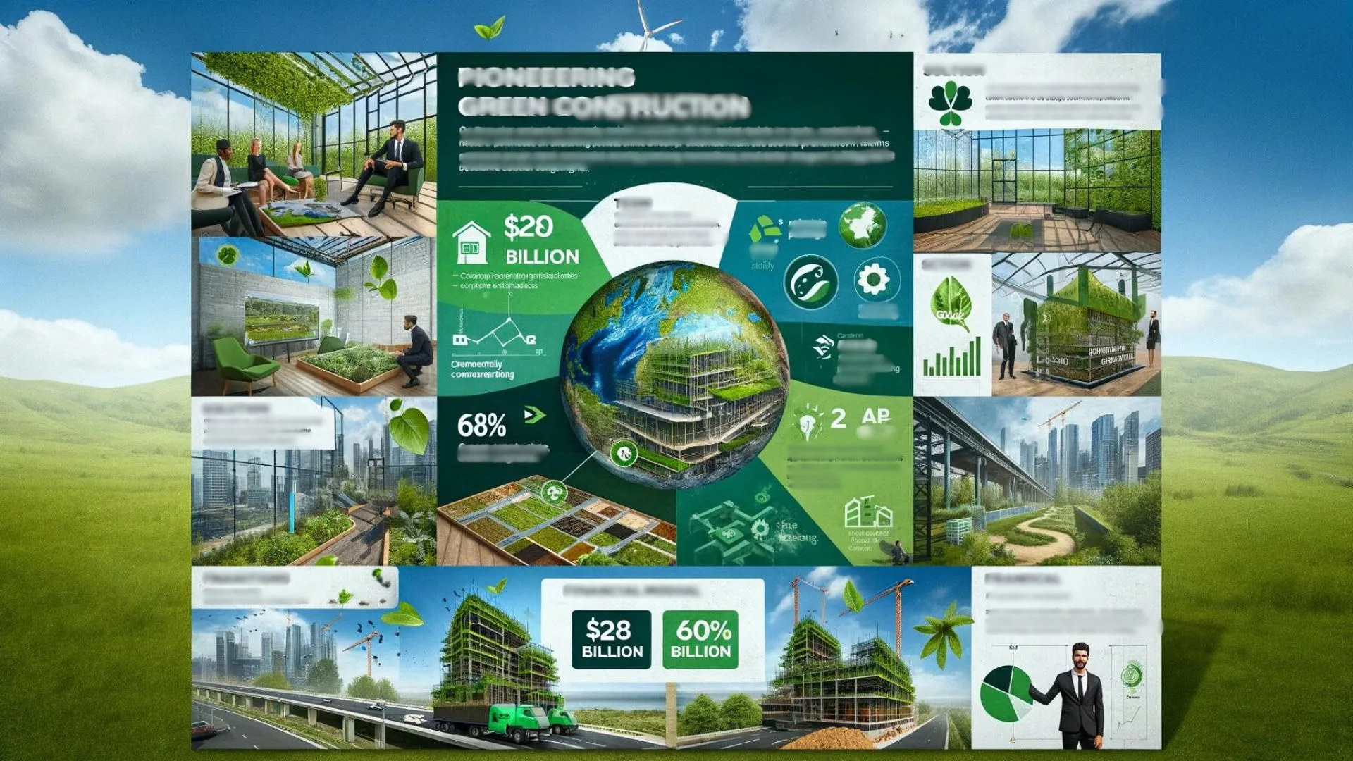 green construction pitch deck example slides mockup