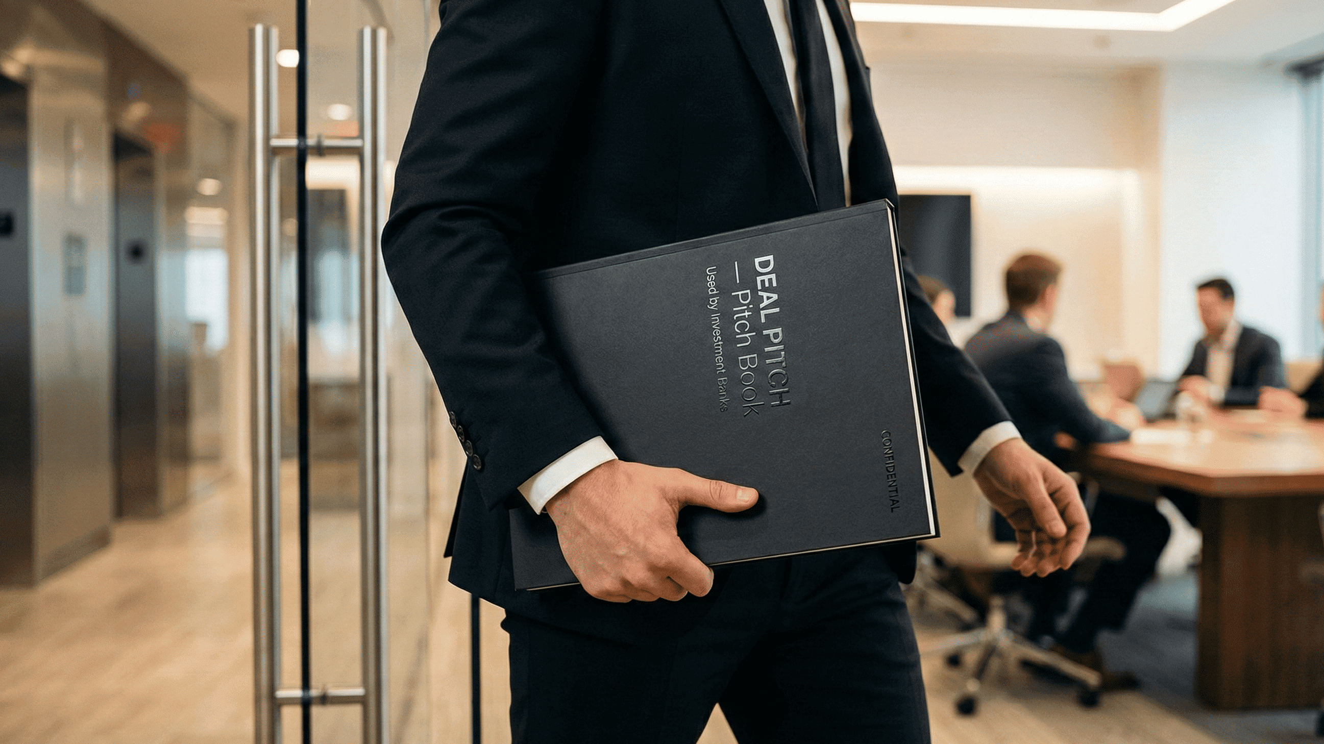 banker holding a pitch book